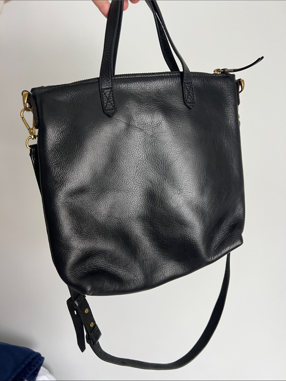 MADEWELL small mini transport black crossbody bag purse tote zip top w/ handles - Picture 6 of 11